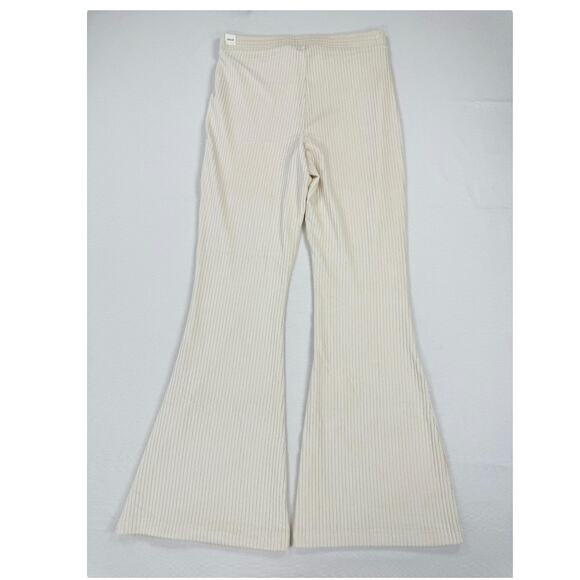 Aerie Womens Groove On Velour Velvet High Waist Flare Pant Large Ivory - Picture 7 of 14